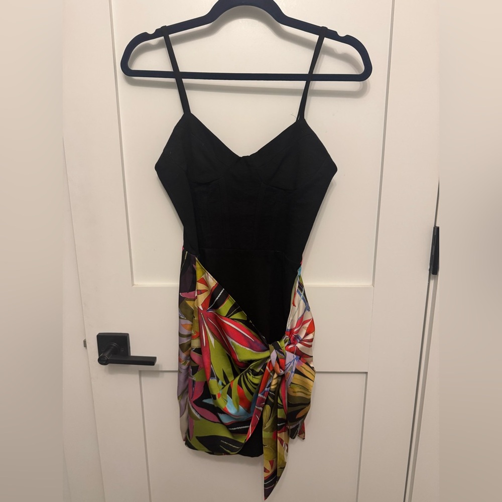 Zara Black and Vibrant Asymmetrical Dress